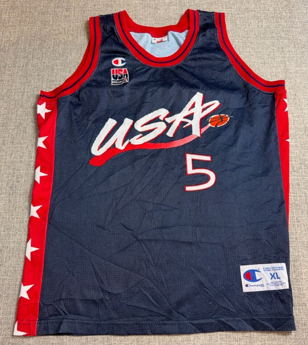 Vintage 1996 Champion USA Basketball Grant Hill #5 Jersey XL Dream Team